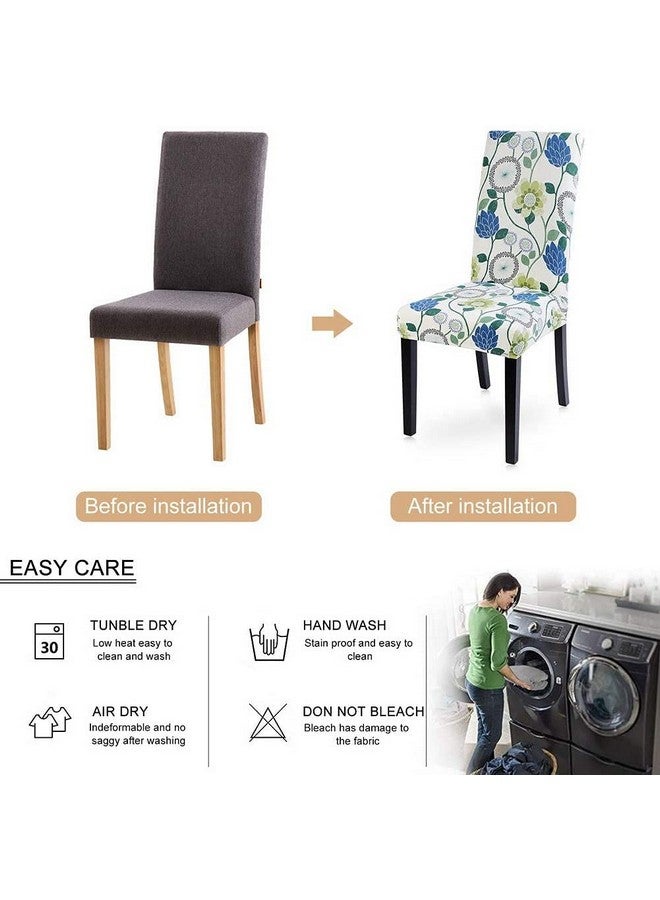 Lukzer 4PC Elastic Stretchable Dining Chair Cover Universal Protective Slipcover (Multi Flower Design/ 4Cover), Polyester - Image 5