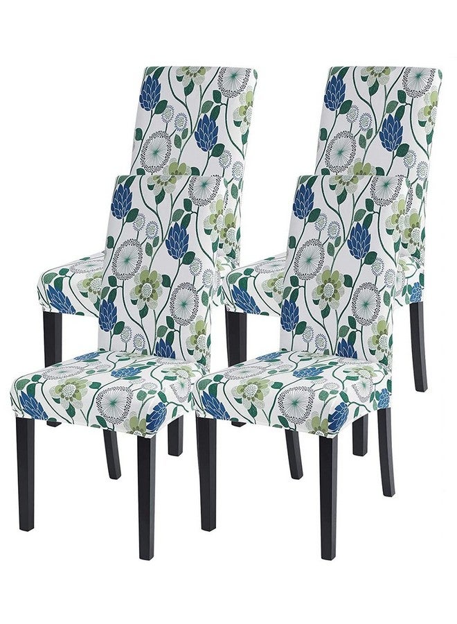 Lukzer 4PC Elastic Stretchable Dining Chair Cover Universal Protective Slipcover (Multi Flower Design/ 4Cover), Polyester - Image 1