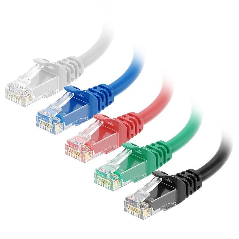 CableMatters 10Gbps 5-Color Combo Snagless Cat 6 Ethernet Cable - 5ft, Cat 6 Cable, Cat6 Cord, Ethernet Cord, Multicolored (Black, Blue, White, Green, Red) - Image 1