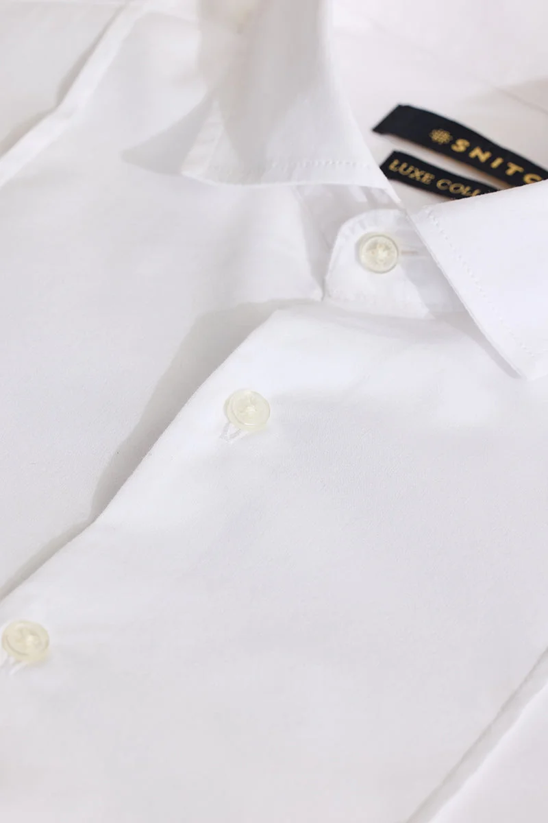 سنيتش White Solid Long Sleeve Slim Fit Formal Shirt