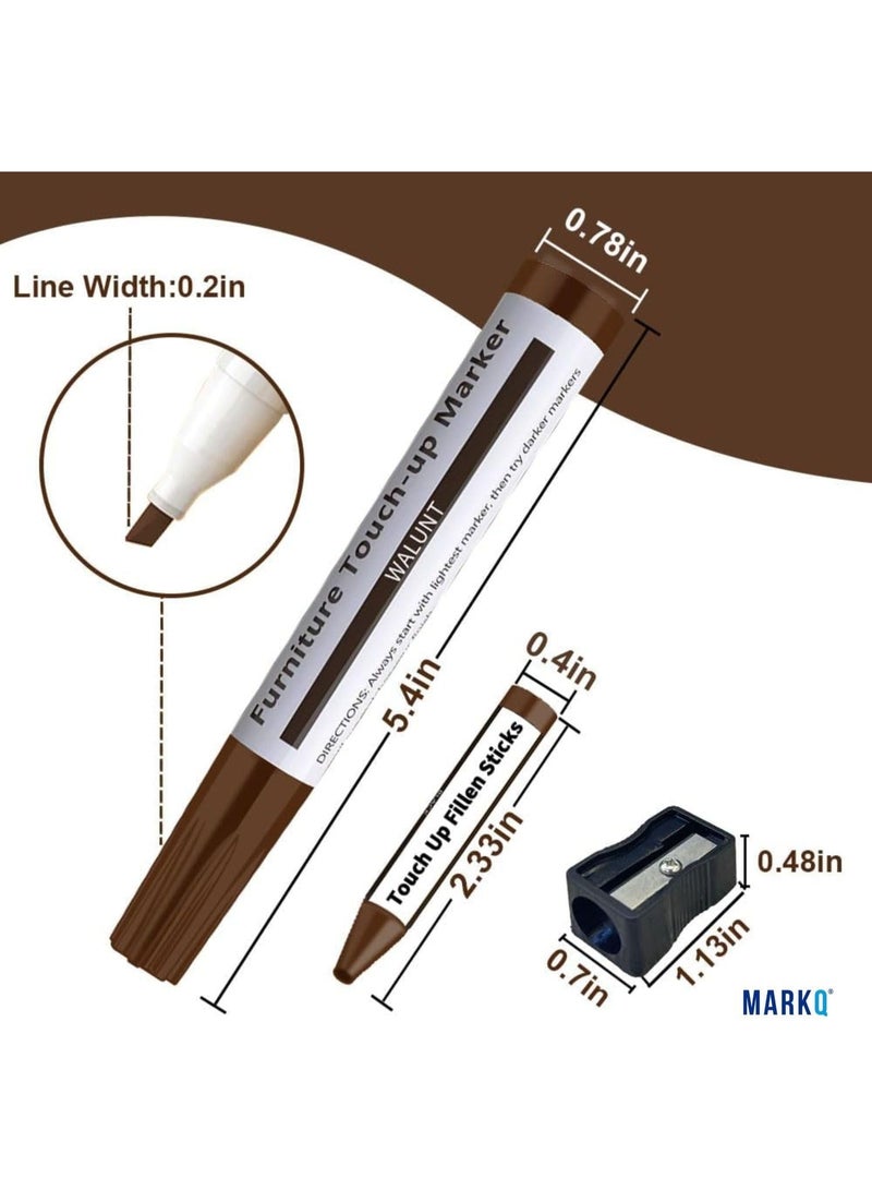 MARKQ طقم إصلاح الأثاث علامات خشبية متعددة الألوان | 10 علامات خشبية، 10 أعواد شمع ومبراة | تغطي الخدوش، البقع والتعديلات على الأرضيات الخشبية، الخزائن، الطاولات، المكاتب وغيرها من الأسطح الخشبية - Image 3