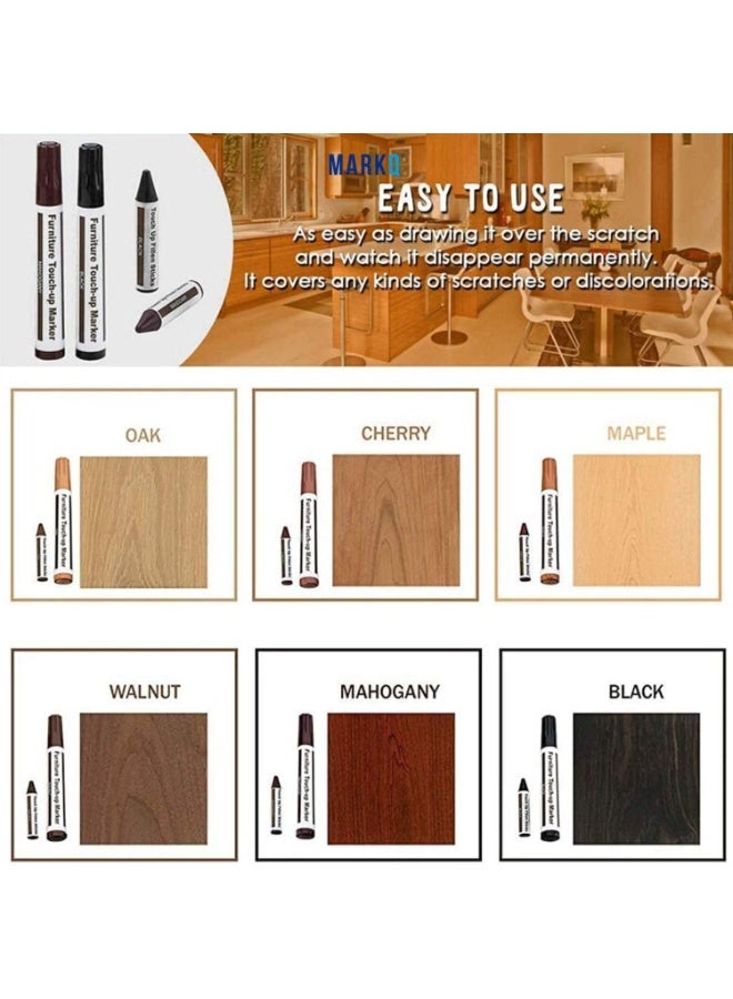 MARKQ طقم إصلاح الأثاث علامات خشبية متعددة الألوان | 10 علامات خشبية، 10 أعواد شمع ومبراة | تغطي الخدوش، البقع والتعديلات على الأرضيات الخشبية، الخزائن، الطاولات، المكاتب وغيرها من الأسطح الخشبية - Image 5