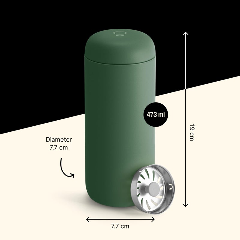 Fellow 16 oz Carter Move Travel Mug - Vacuum-Insulated Stainless Steel Travel Coffee Mug - Coffee Tumbler with Ceramic Interior and Splash Guard - Cargo Green - Image 3