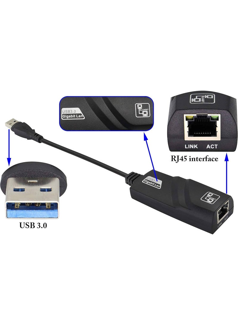 USB 3.0 to Ethernet Adapter, 10/100/1000Mbps Gigabit Network LAN Cable, Compatible with Windows, Mac OS, Chrome OS, Linux, Plug & Play High-Speed USB to RJ45 Converter - Image 4