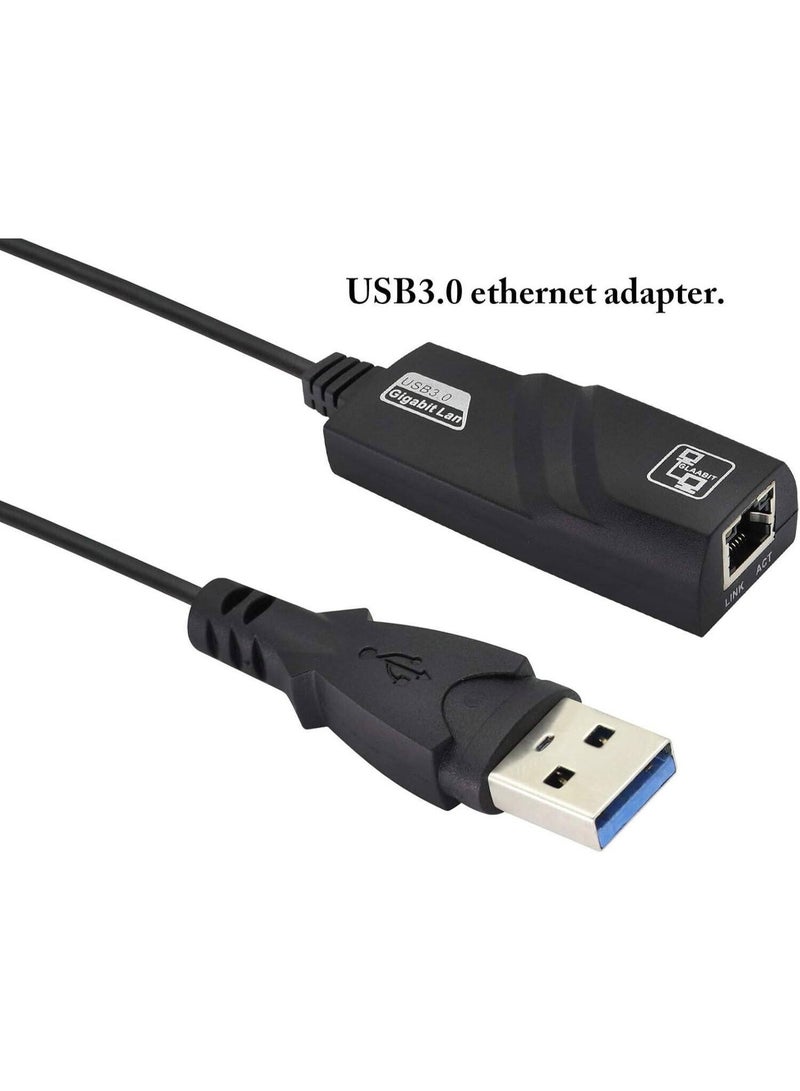 USB 3.0 to Ethernet Adapter, 10/100/1000Mbps Gigabit Network LAN Cable, Compatible with Windows, Mac OS, Chrome OS, Linux, Plug & Play High-Speed USB to RJ45 Converter - Image 2