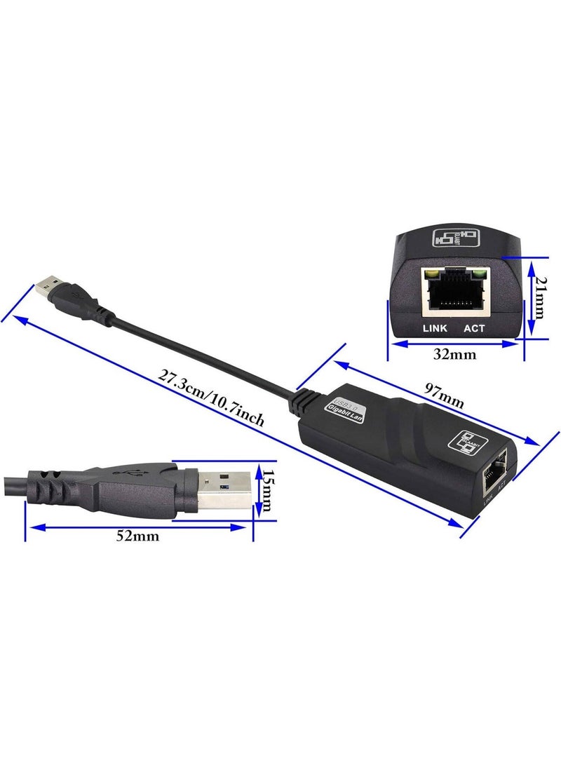 USB 3.0 to Ethernet Adapter, 10/100/1000Mbps Gigabit Network LAN Cable, Compatible with Windows, Mac OS, Chrome OS, Linux, Plug & Play High-Speed USB to RJ45 Converter - Image 3
