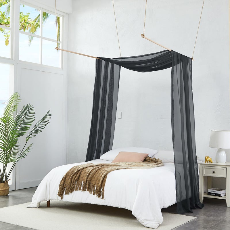 Warm Home Designs Warm Home Designs Black Bed Canopy Curtains in 55 x 144 Inch Size Our Twin Canopy Bed Curtains Work Great as Kids Canopy Bed Scarf Bed Curtain or to Enhance Bed Decor BC Black 144 