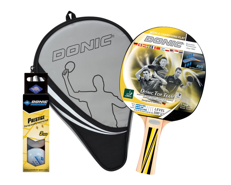 DONIC Top Team 500 Player Set All-Rounder Table Tennis Racket/Bat, Colour - Yellow/Black, Weight - 87 grams - Image 3