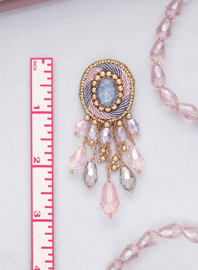 SANJOYA by EVERSTYLISH Embroidered Earrings for Women | Pastel Stone & Beaded Dangler Earrings | Ethnic Jewelry for Weddings, Festivals & Special Occasions - Image 3