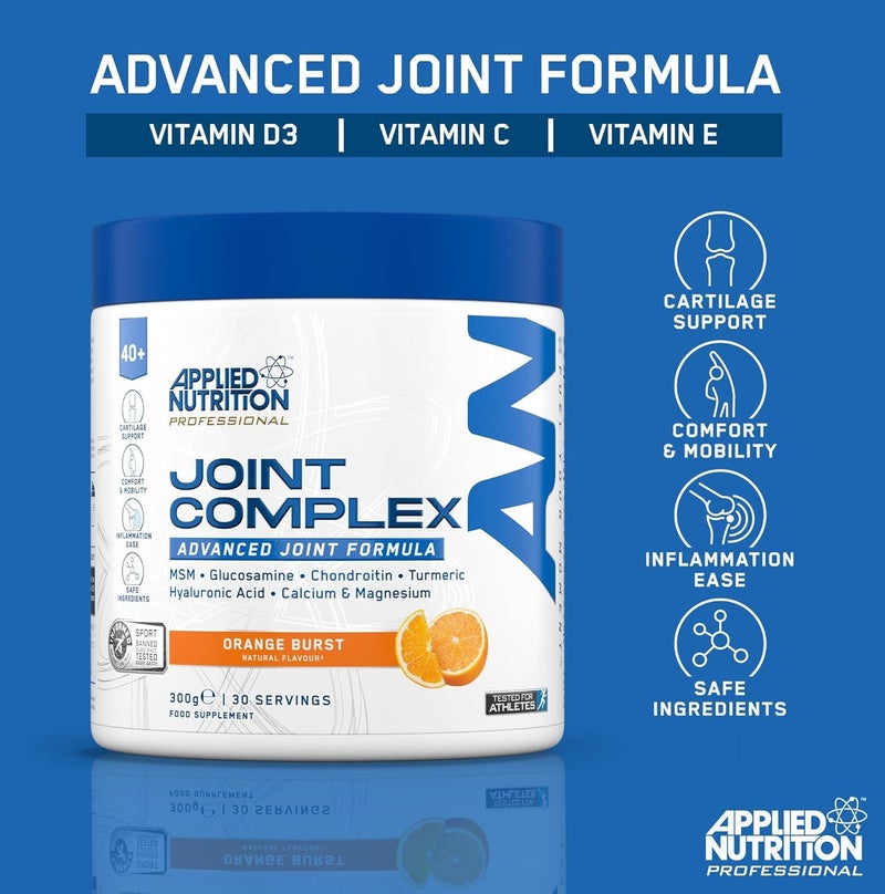 Applied Nutrition Joint Complex Advanced Joint Formula  Orange Burst 300g | MSM, Glucosamine, Chondroitin, Turmeric, Hyaluronic Acid, Calcium & Magnesium | 30 Servings | Made in United Kingdom - Image 2