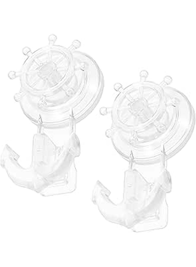 Heavy Duty Plastic Suction Cup Hooks Rotatable Nautical Style Towel Shower Storage - Image 1