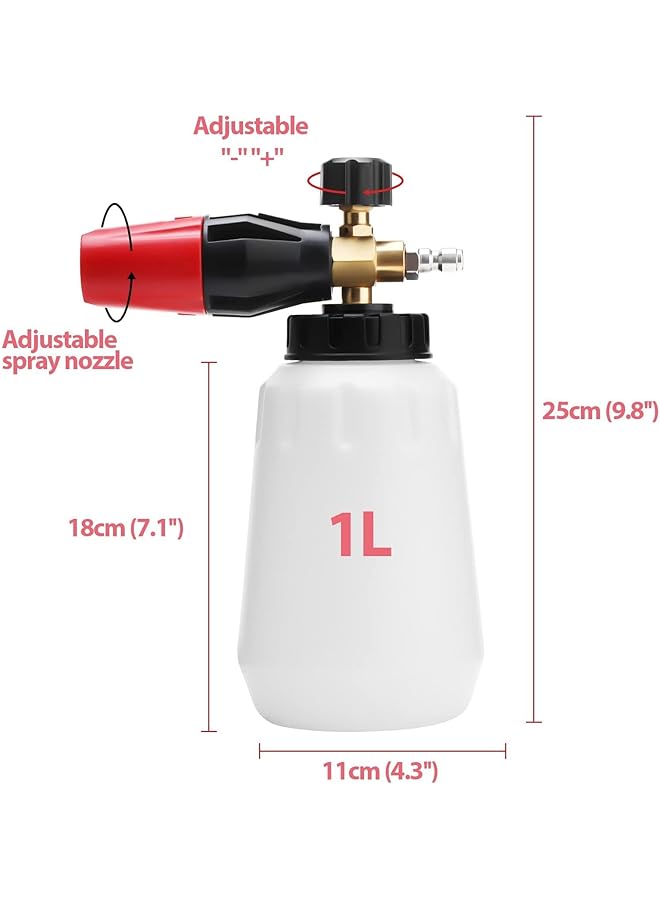 X spring Spring Snow Foam Lance, 1L Bottle Foam Cannon, Durable Car Wash Foam, Easy To Use Car Wash Sprayer, Car Foam Sprayer, Adjustable Foam Cannon With 1/4 Inch Quick Connector, For Pressure Washer - Image 4