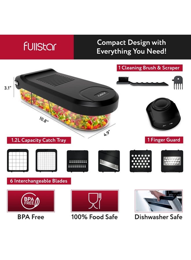 فل ستار مفرمة خضراوات فولستار، قطاعة ماندولين - مبشرة جبن، مفرمة طعام مع حاوية، أدوات مطبخ، أساسيات منزلية (6 في 1، أسود) - Image 5