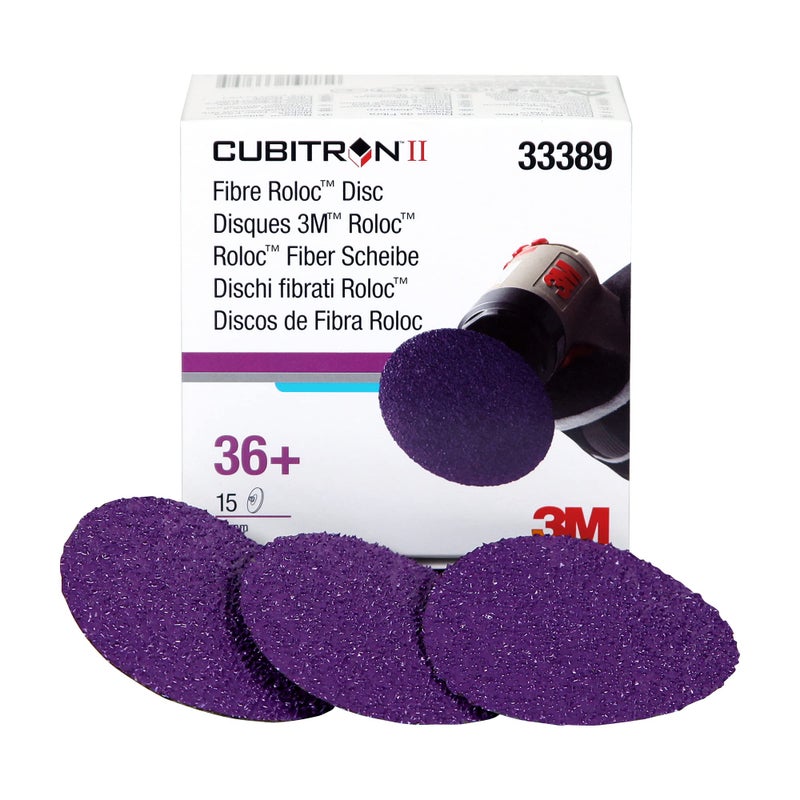 Cubitron 3M Cubitron II Roloc Fibre Disc, 786C, 33389, 3 in, 36+ Grit, 15 Pack, High Performance, Fast Cutting, Long Lasting - Image 2