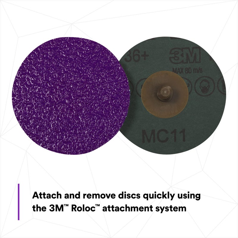 Cubitron 3M Cubitron II Roloc Fibre Disc, 786C, 33389, 3 in, 36+ Grit, 15 Pack, High Performance, Fast Cutting, Long Lasting - Image 5