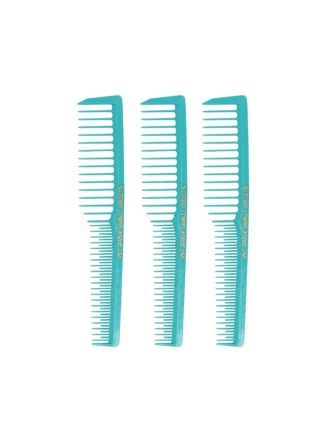 Allegro Combs 6000 Wide Tooth Vented Hair Combs - Set Of 3 (Mint) 