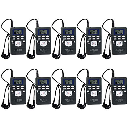 Retekess PR13 Portable FM Receiver, Mini FM Radio DSP with 24 Hour Clock for Drive-in Church, Teaching, Simultaneous Translation, Meeting, Tour Guide, Correctional Center(Pack of 10) - Image 1