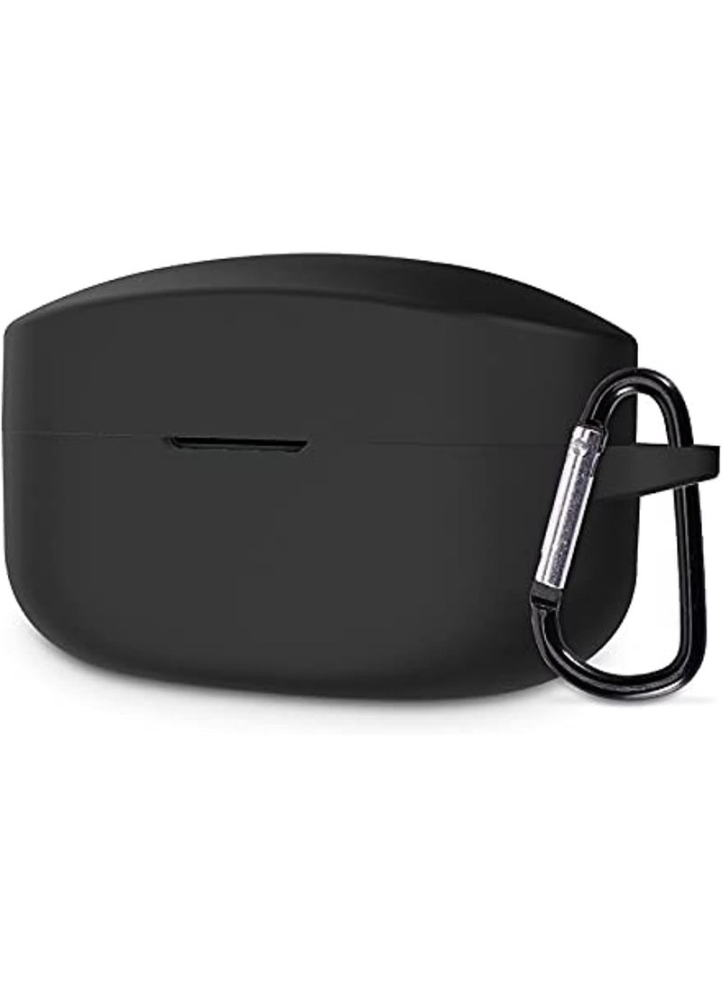 غطاء سيليكون لسماعات الأذن اللاسلكية سوني WF-1000XM4، حافظة واقية مضادة للخدش والسقوط مع خطاف تعليق (أسود) - Image 1