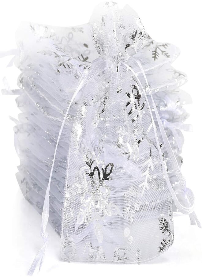 Naler Naler Snowflake Style Organza Jewelry Gift Pouches with Drawstring (2.5 x 3.5in) - 120 Pieces 