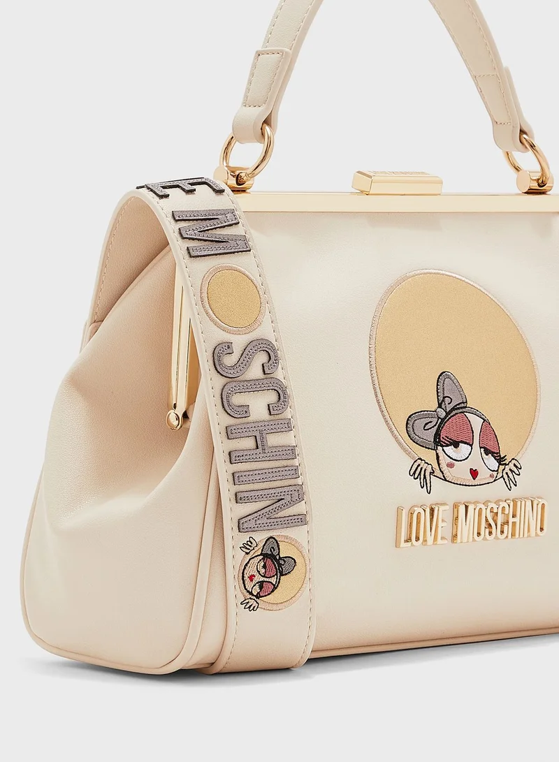 Love Moschino Top Handle Satchel With Patch
