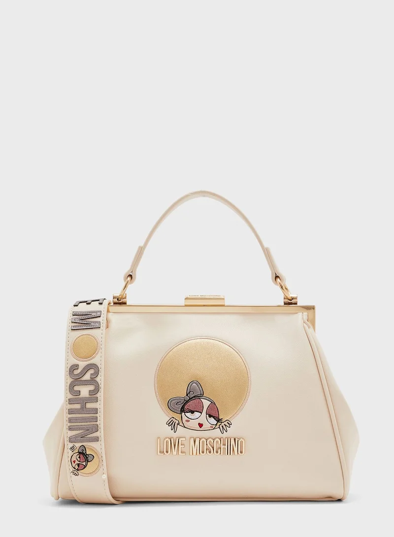Love Moschino Top Handle Satchel With Patch