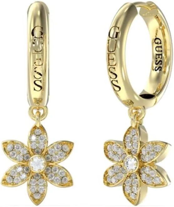 جس Ladies ER 30MM PAVE FLOWER HUGGIES