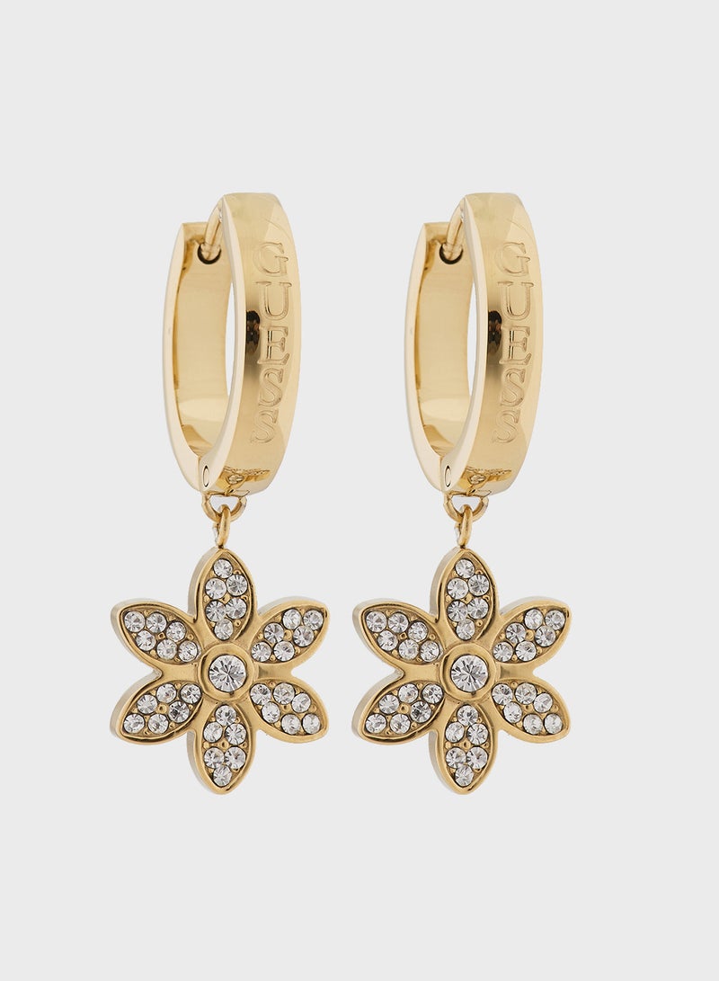 GUESS Ladies ER 30MM PAVE FLOWER HUGGIES - Image 1