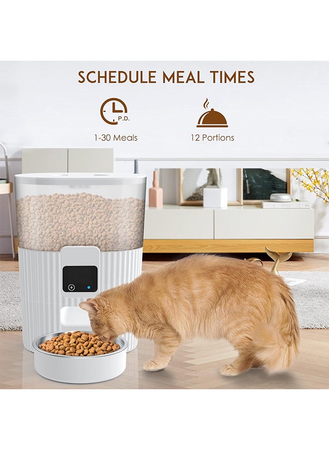 VINSOC - Automatic Cat Feeders with APP WiFi Pet Food Dispenser for Cat & small Dog Smart Timed Auto Pet Feeder Portion Control Battery and Plug-in Power Up to 10 Meals Per Day White - Image 1
