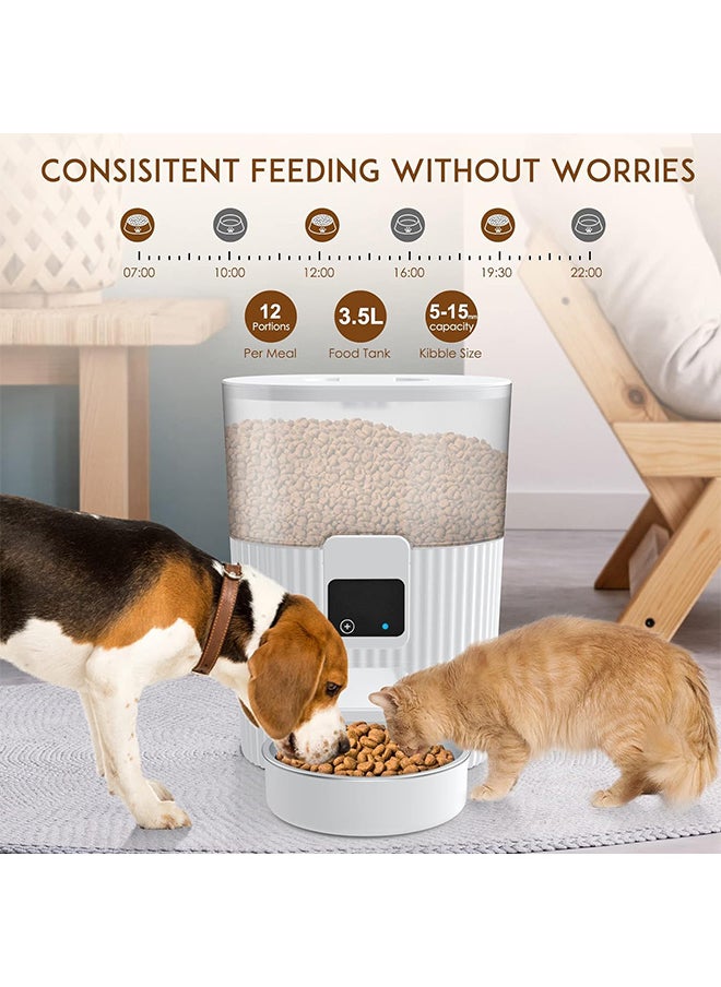 VINSOC - Automatic Cat Feeders with APP WiFi Pet Food Dispenser for Cat & small Dog Smart Timed Auto Pet Feeder Portion Control Battery and Plug-in Power Up to 10 Meals Per Day White - Image 1