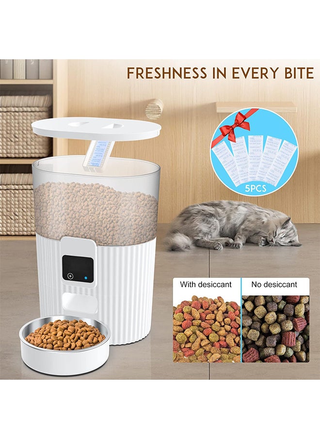 VINSOC - Automatic Cat Feeders with APP WiFi Pet Food Dispenser for Cat & small Dog Smart Timed Auto Pet Feeder Portion Control Battery and Plug-in Power Up to 10 Meals Per Day White - Image 1
