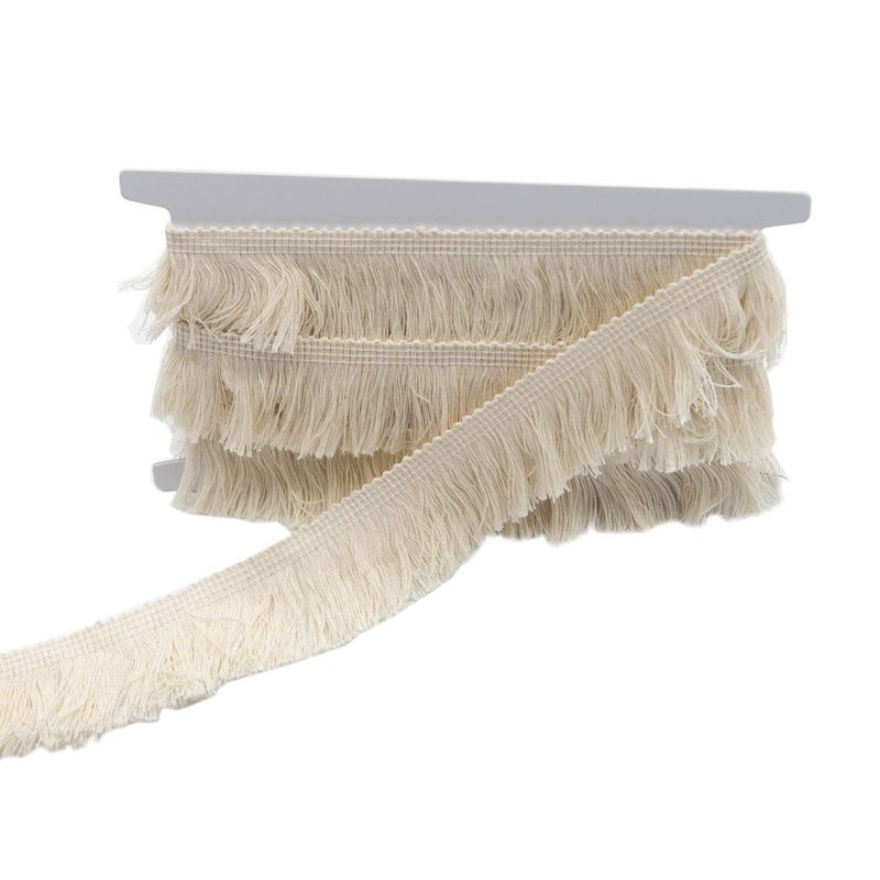 KUYLENT Beige Color 6 Yards Cotton Fringe Tassel Trim for DIY Decoration 112 Inch