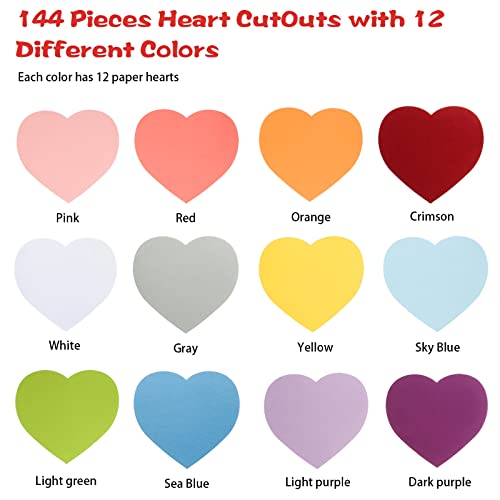 MixTeach 144 Piece Heart Cutouts - 6 Inch Heart Shaped Cards - Large Heart Shapes - Die Cuts for Valentine's Day Craft, Kids' Love & Peace School Projects - Image 2