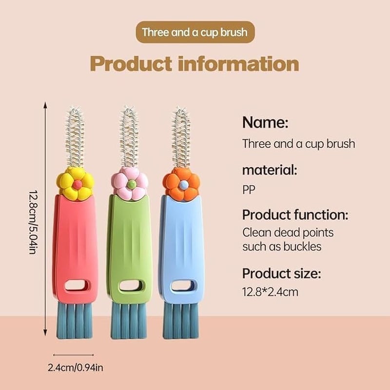 3 in 1 Lid Cleaning Brushes, 2024 Multifunctional Insulation Bottle Cleaning Tools, Mutipurpose Tiny Silicone Cup Holder Cleaner, Home Kitchen Cleaning Tools for Cups Kitchen Cleaning Tools - Image 2