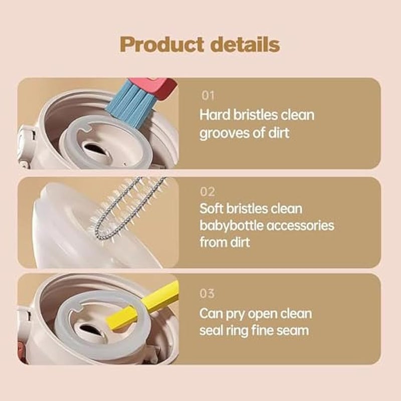3 in 1 Lid Cleaning Brushes, 2024 Multifunctional Insulation Bottle Cleaning Tools, Mutipurpose Tiny Silicone Cup Holder Cleaner, Home Kitchen Cleaning Tools for Cups Kitchen Cleaning Tools - Image 3