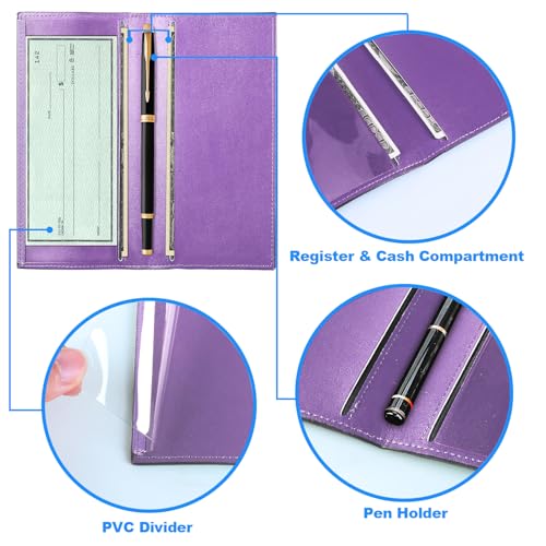 CASMONAL Premium Leather Checkbook Cover for Men and Women Checkbook Holder Wallet RFID Blocking - Image 3