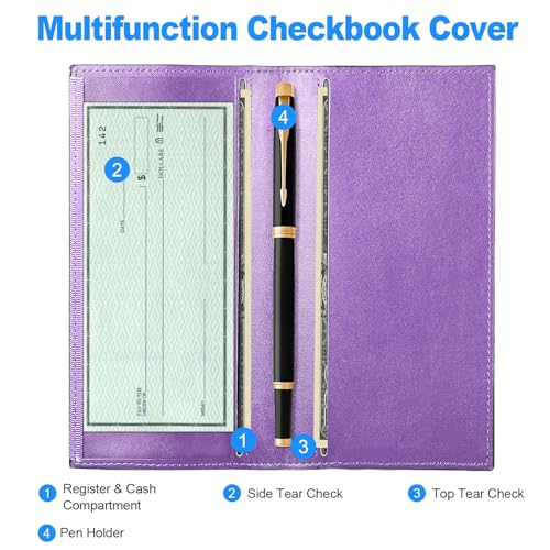 CASMONAL Premium Leather Checkbook Cover for Men and Women Checkbook Holder Wallet RFID Blocking - Image 2