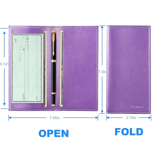 CASMONAL Premium Leather Checkbook Cover for Men and Women Checkbook Holder Wallet RFID Blocking - Image 4