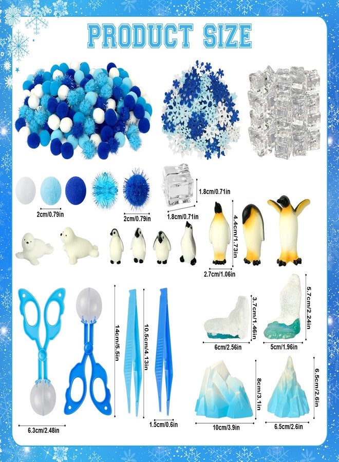 Jiytivity 342 Pcs Snow Sensory Bin Winter Fine Motor Christmas Counting and Sorting Set with Felt Snowflakes Pom Poms Arctic Animal Figures for Winter Wonderland Sensory Snow Education Activities - Image 3