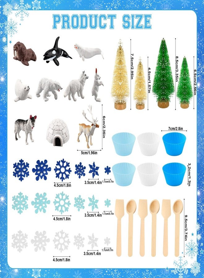 Jiytivity 342 Pcs Snow Sensory Bin Winter Fine Motor Christmas Counting and Sorting Set with Felt Snowflakes Pom Poms Arctic Animal Figures for Winter Wonderland Sensory Snow Education Activities - Image 2
