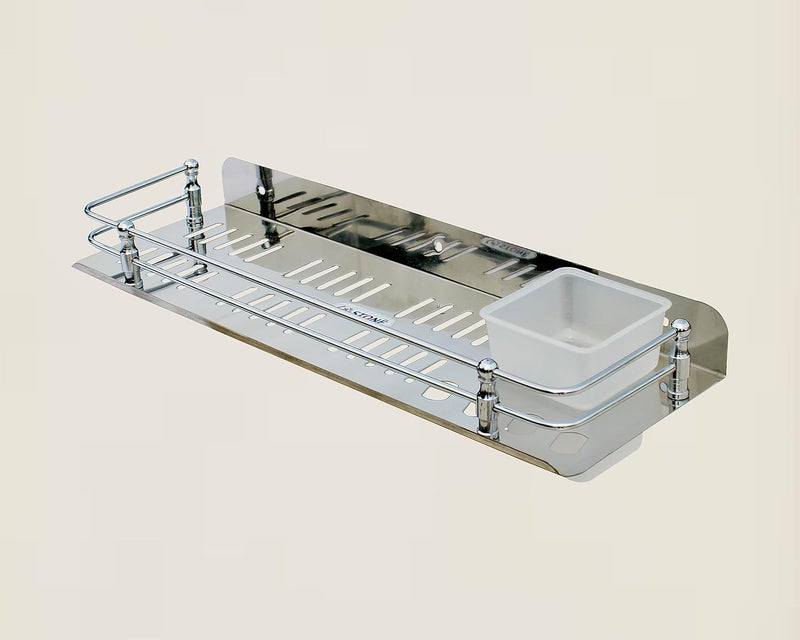 STONE STONE Stainless Steel 3in1 Multipurpose Bathroom ShelfShelvesBathroom Rack with TumblerToothbrush Holder for Bathroom Accessories 15x5 inches Stylist - Image 3