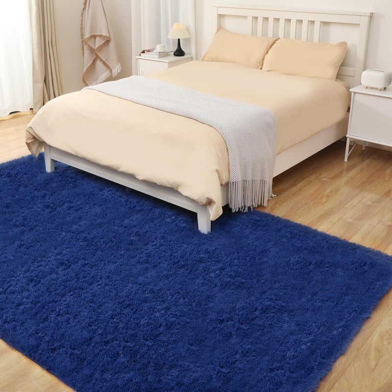 Puremy Soft 5x7 Blue Rug, Fluffy Area Rugs for Living Room, Plush Navy Area Rugs for Bedroom, Non-Slip Indoor Carpet for Nursery, Study Room, Kids Room, Room Decor - Image 5