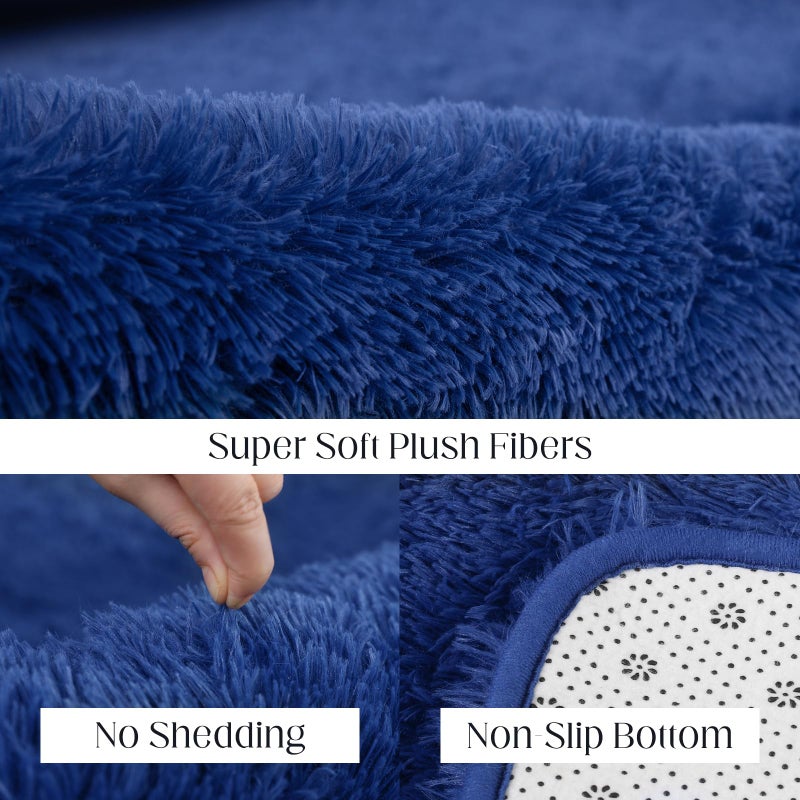 Puremy Soft 5x7 Blue Rug, Fluffy Area Rugs for Living Room, Plush Navy Area Rugs for Bedroom, Non-Slip Indoor Carpet for Nursery, Study Room, Kids Room, Room Decor - Image 3