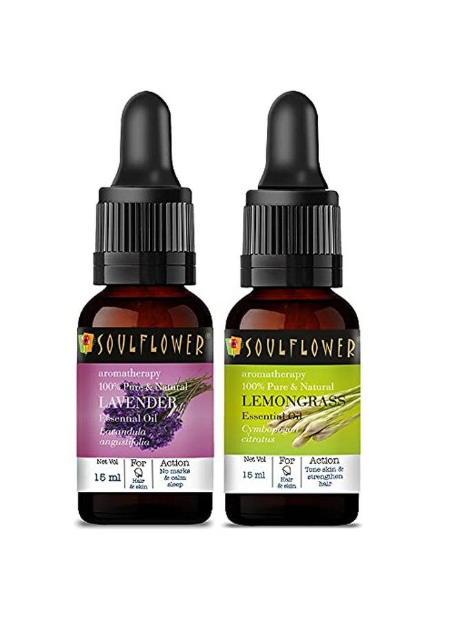 Soulflower Essential Oil Lavender & Lemongrass For Healthy Hair & Skin Acne Aromatherapy 100% Pure Natural & Undiluted Essential Oil (Pack Of 2) 15Ml Each - Image 2
