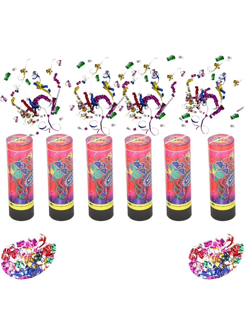 Pack of 6 Party Popper Confetti with Spring Loaded, Used for Party Birthday Festival Celebration 6 inch Size  - Image 1