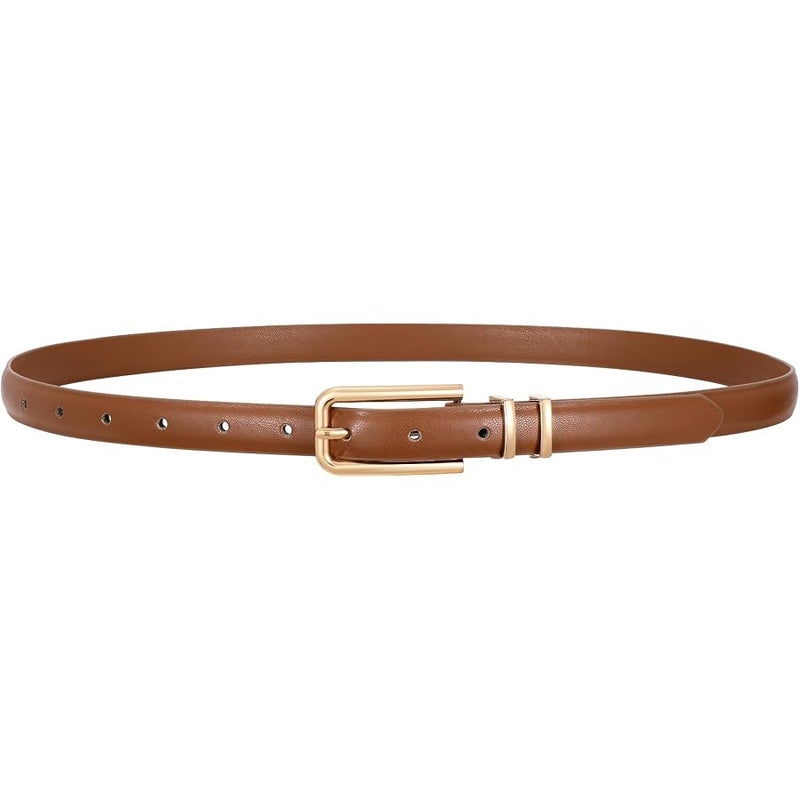 VONMELLI Women Skinny Leather Belt Thin Waist Belt for Women Jeans Dress Fashion Ladies Belt with Gold Buckle - Image 1
