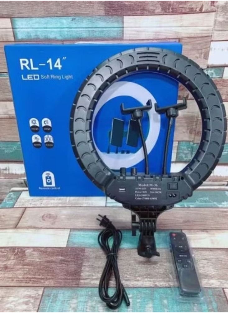 Generic - Ring Light RL-14 Selfie Ring Light Led Lamp with Remote and Tripod Stand for Tiktok Snapchat Youtube Online Streaming 14 Inch - Image 1