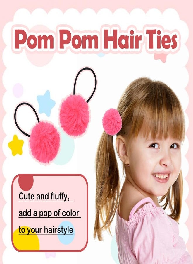 Dizila 24 Pieces/12 Pairs Candy Color Fluffy Ball Pompom Hair Ties Rubber Bands Pigtail Ponytail Holders Hair Scrunchies Elastics Accessories for Baby Girls Infants Toddlers Kids Teens Thin Hair - Image 5