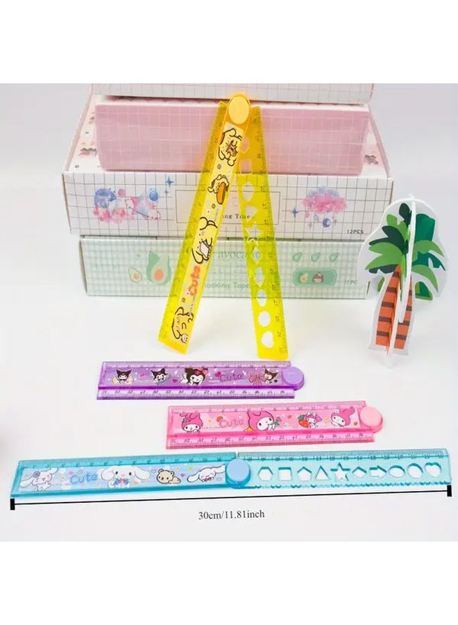 Pudding Dog 2 Sanrio Cartoon 12 Inch Folding Ruler Durable Plastic Creative Wave Design - Image 2