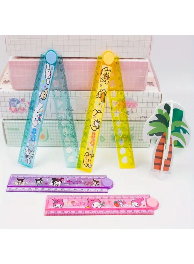 Pudding Dog 2 Sanrio Cartoon 12 Inch Folding Ruler Durable Plastic Creative Wave Design - Image 3