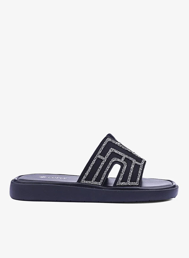 كابلي صندل مسطح منصة نسائي بنقش فسيفسائي جذاب